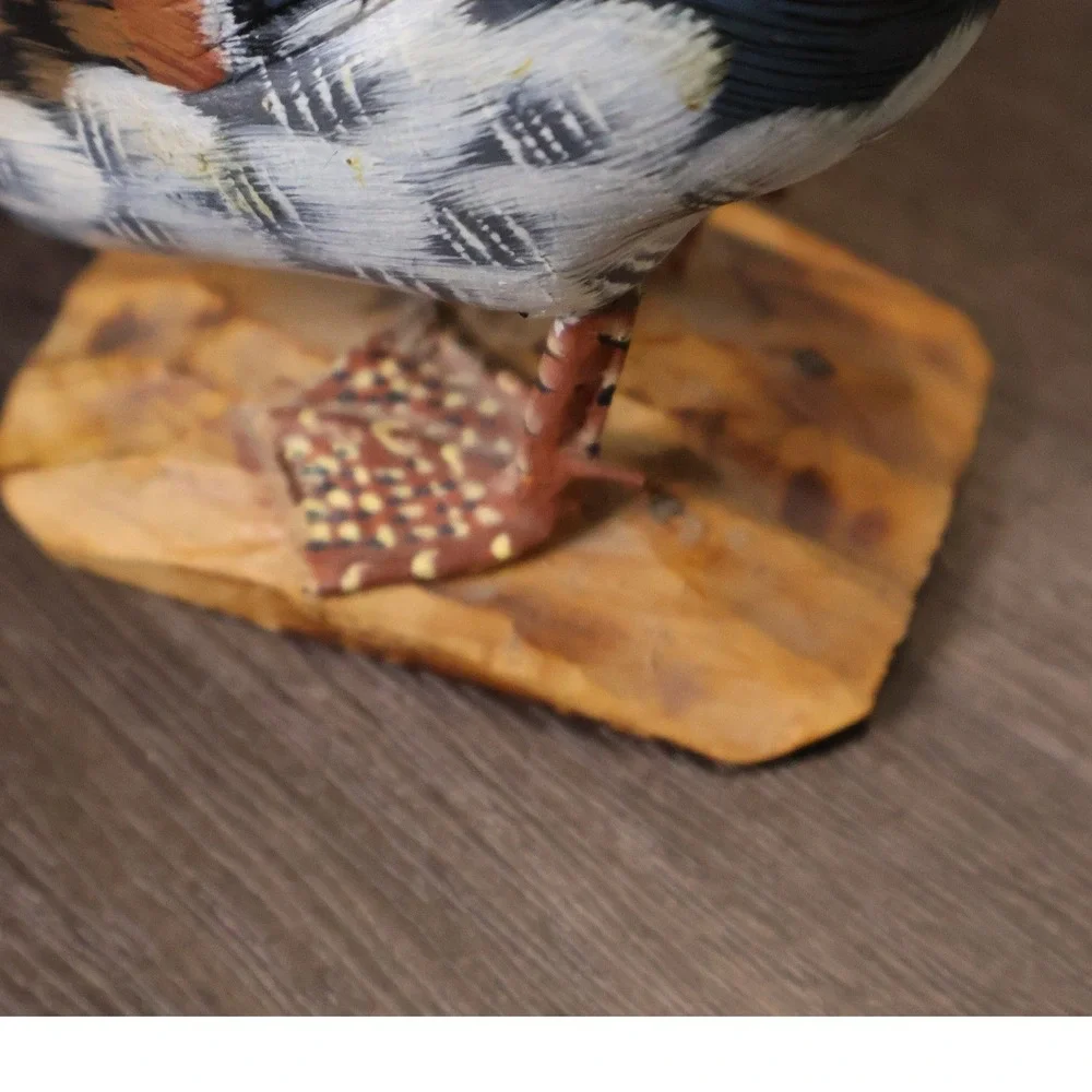 Vintage Hand Carved Painted Standing Mallard Duck Sculpture Wood Base Folk Art